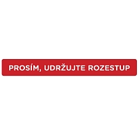 Podlahová značka PROSÍM, UDRŽUJTE ROZESTUP, 600mm × 75mm